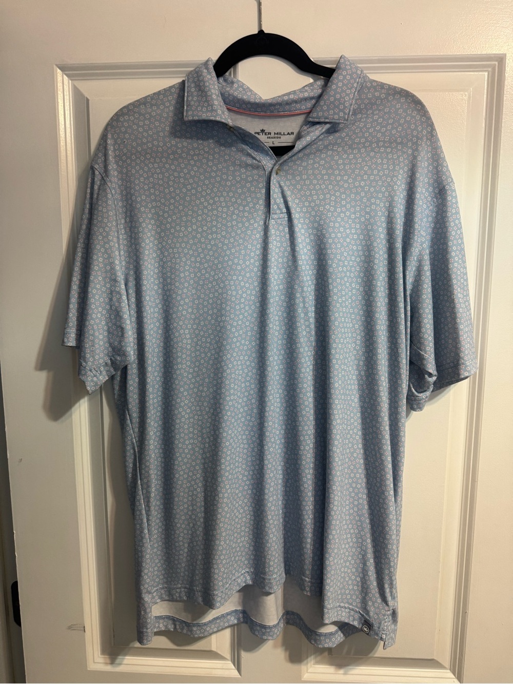 Peter Millar Light Blue Micro-Pattern Polo